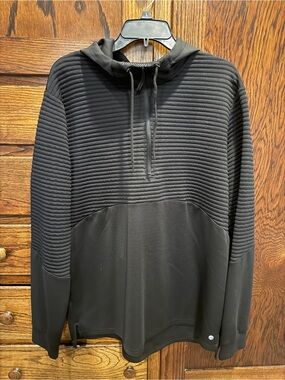 Apana Black Ribbed Hoodie Sweatshirt
